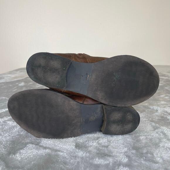 Steve Madden Boots Sz 8.5 Mid Calf Motorcycle Chunky Biker Brown Distressed Boho - Picture 8 of 11